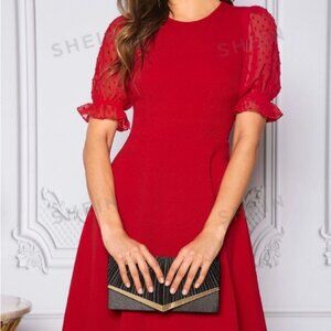 Clasi Swiss Dot Mesh Sleeve Dress